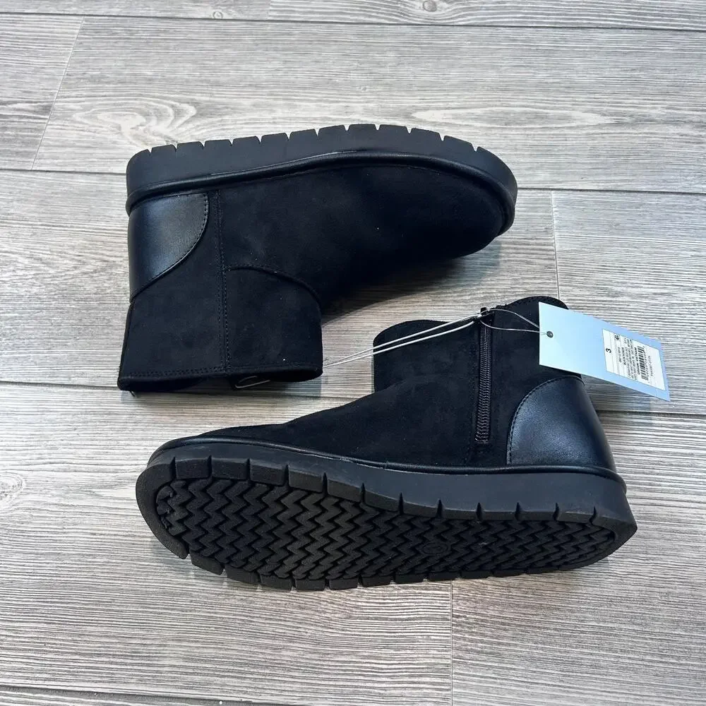 Cat & Jack Girls' Honor Faux Suede Boots Black Size 3 NWT